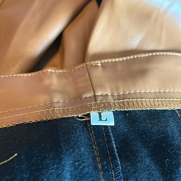 Brown Vegan Leather Pants Large - Picture 7 of 9